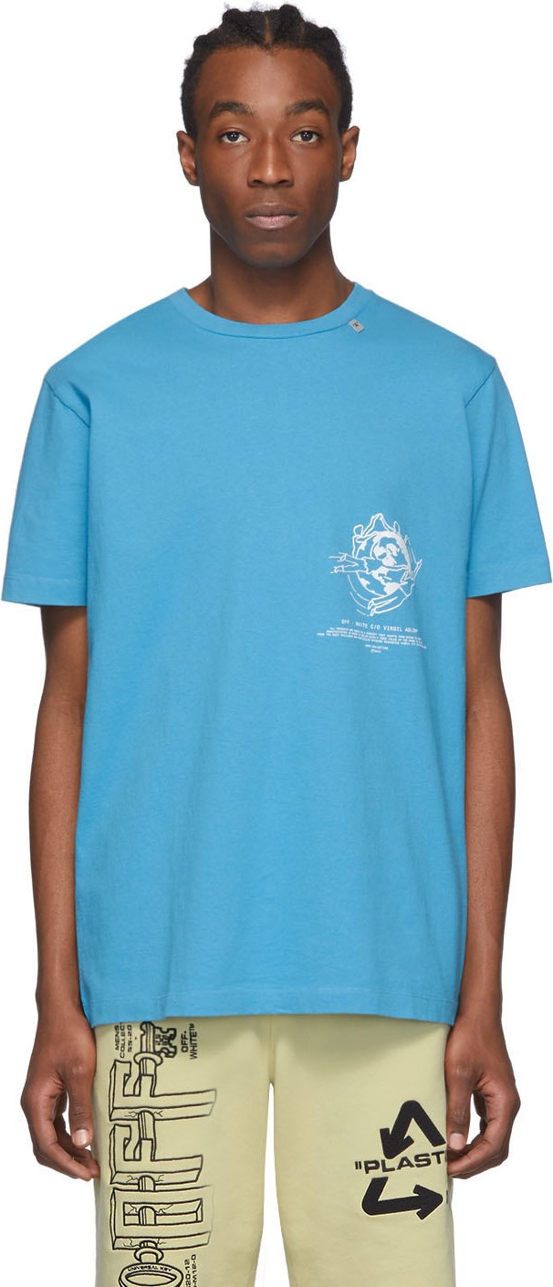 Off White Blue Multi Symbols T-Shirt