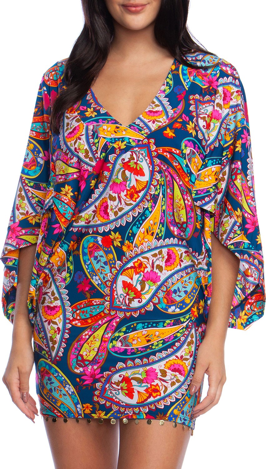 Trina Turk Moroccan Paisley V-Neck Coverup Tunic
