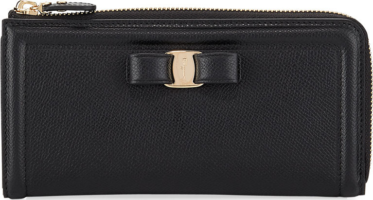 Salvatore Ferragamo Zip-Around Gancio Wallet, Black