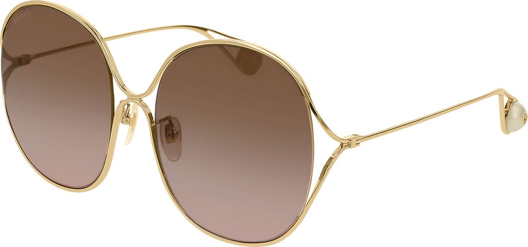 Gucci Round Open-Temple Metal Sunglasses