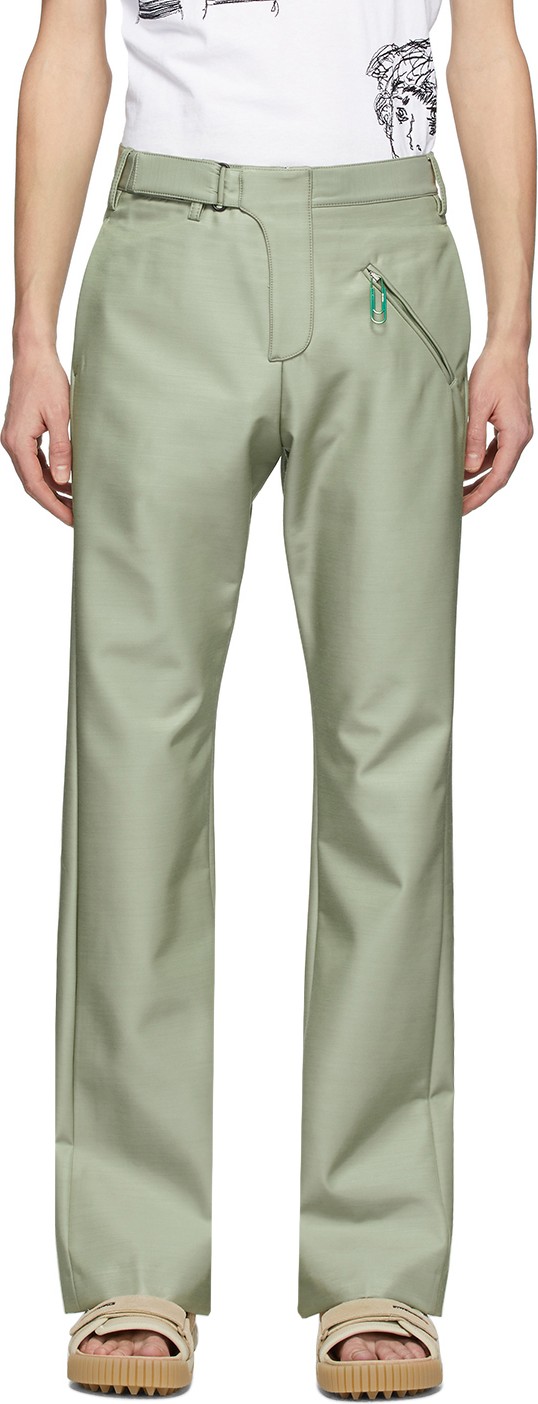 Off White Green Contour Tailored Trousers