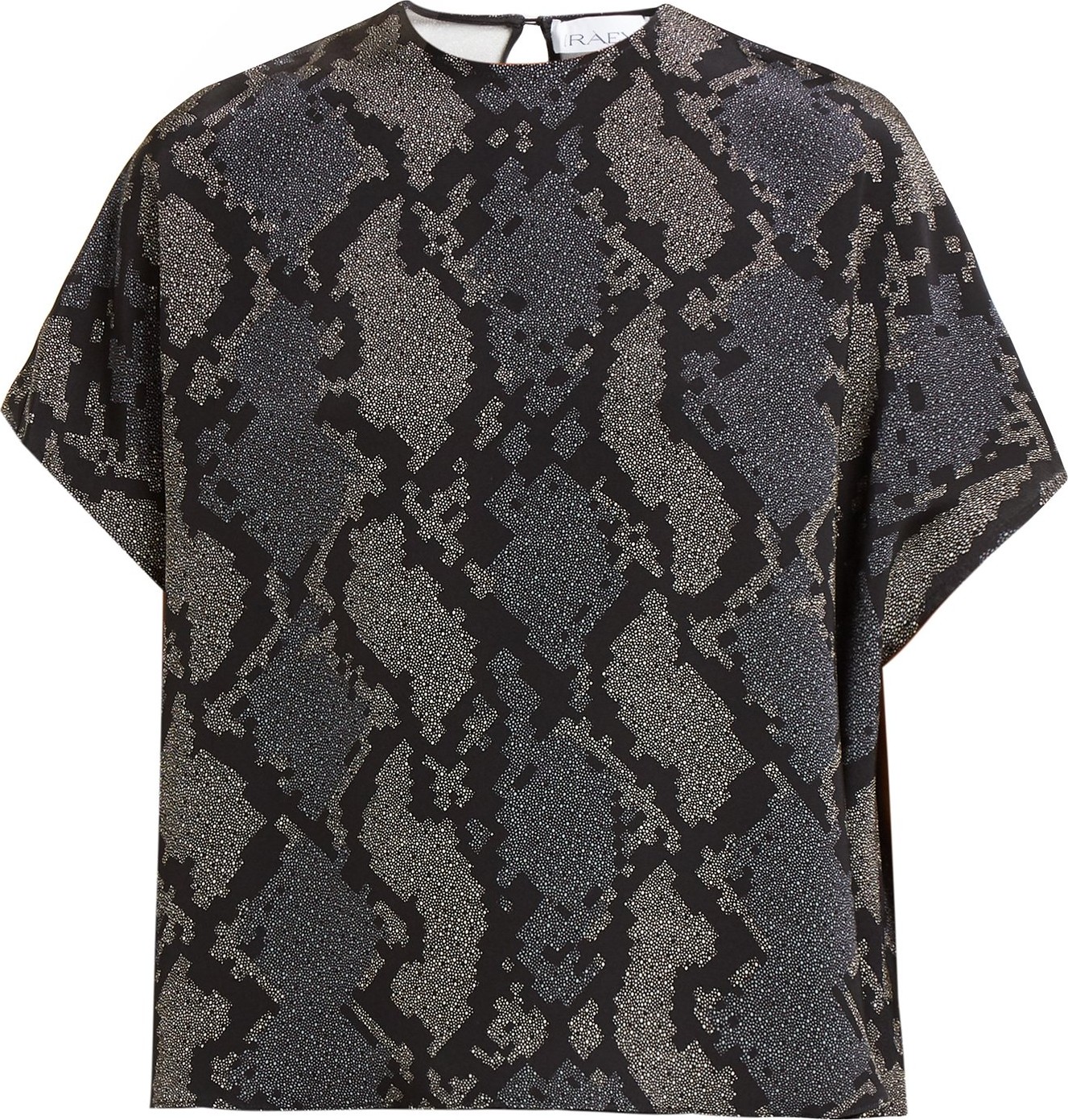 Raey Square geo-snake print silk top