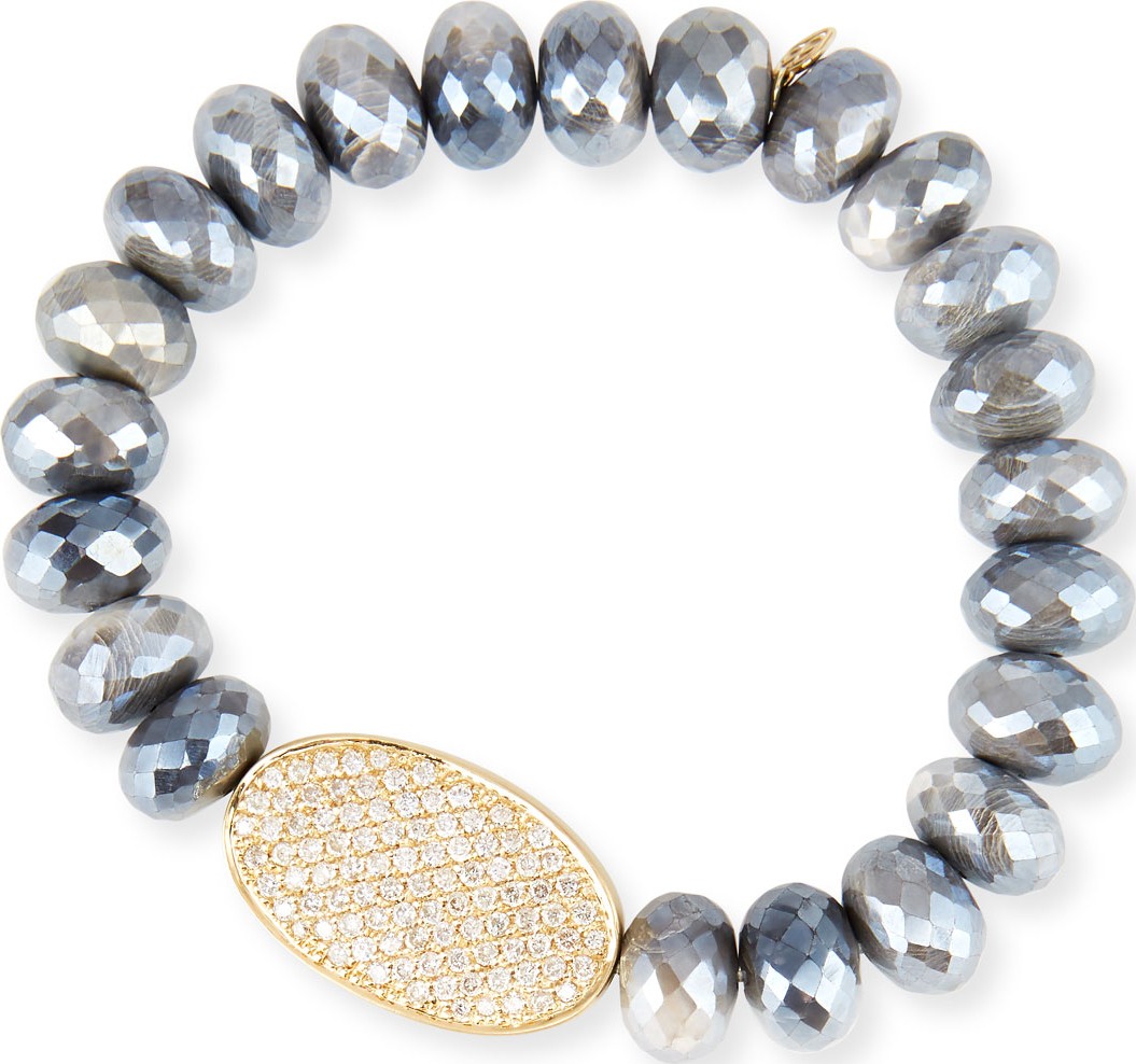 Sydney Evan Australian Moonstone & Diamond Disc Bracelet