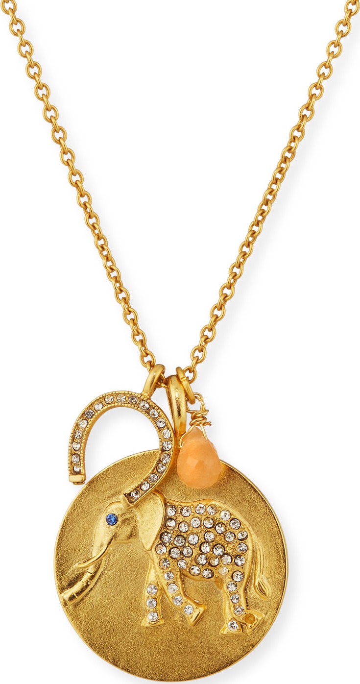 Sequin Elephant Charm Talisman Necklace