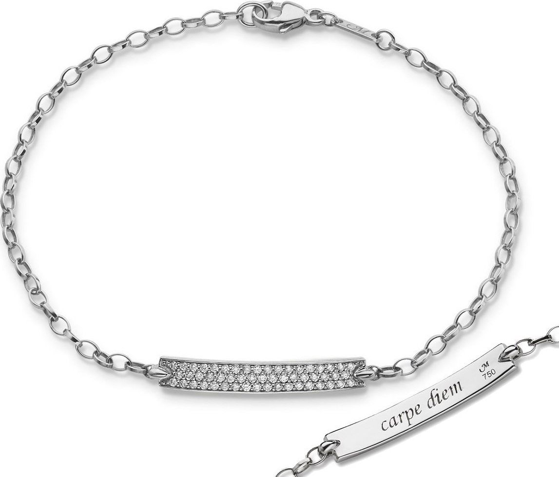 Monica Rich Kosann Petite Poesy Diamond ID Bracelet in 18K White Gold