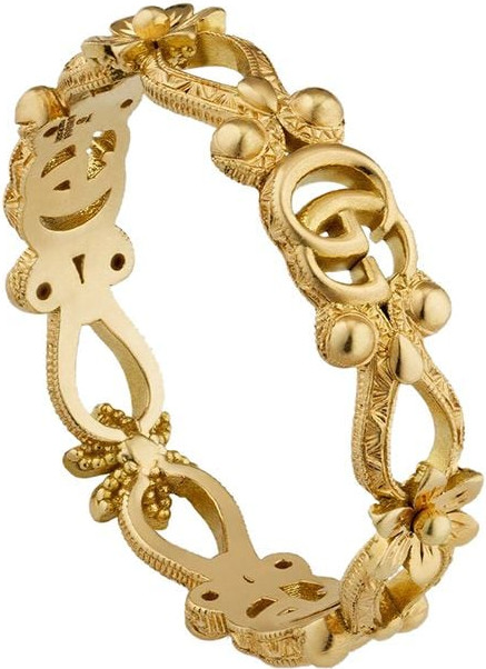 Gucci - 18kt yellow gold diamond Flora ring