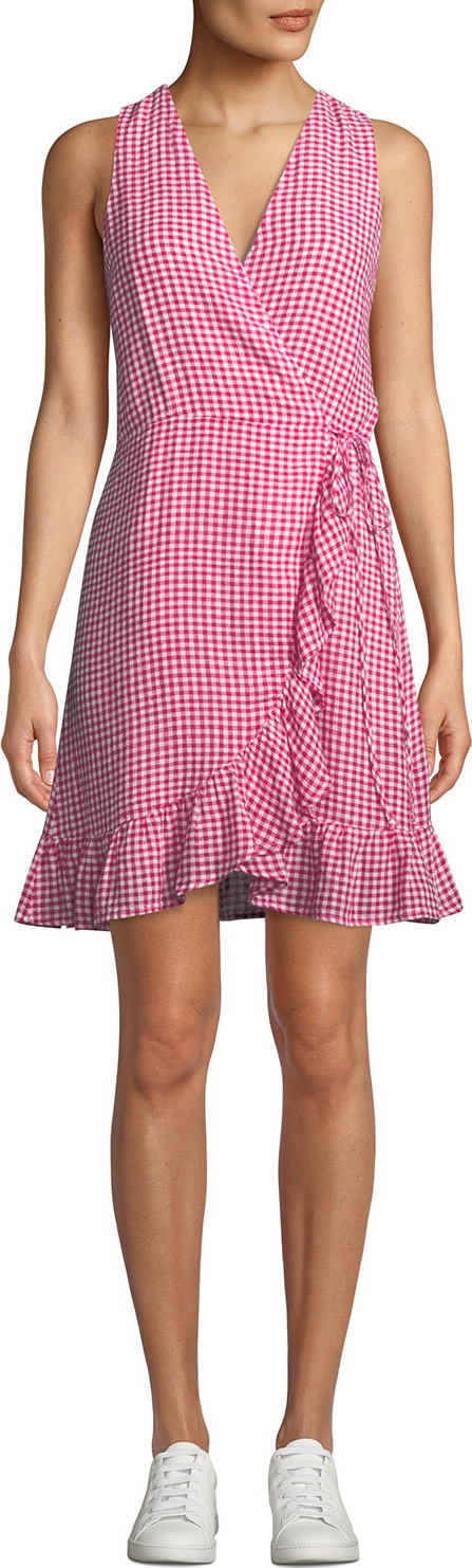RAILS Madison Sleeveless Check Flounce Wrap Dress