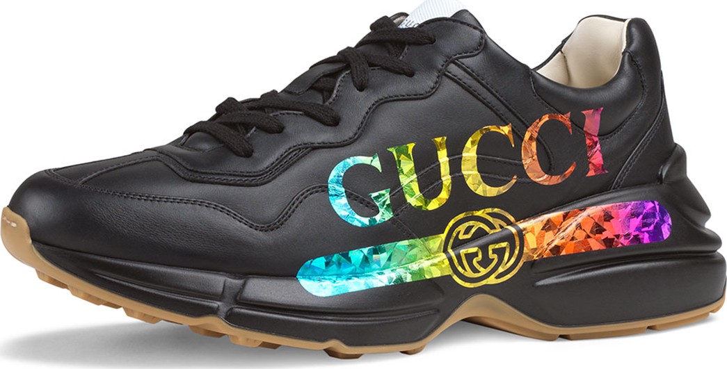 Gucci Men's Rhyton Logo-Print Leather Sneaker