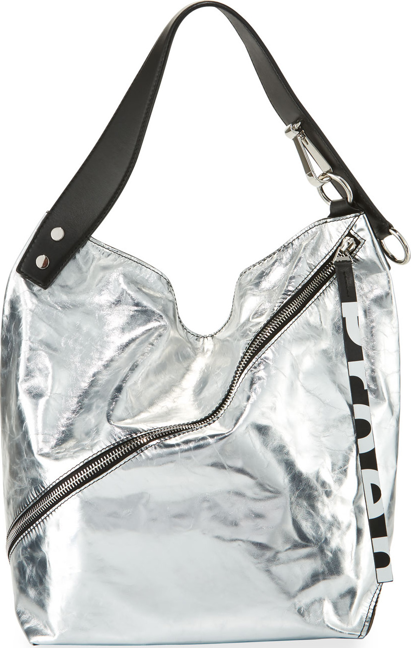 Proenza Schouler Medium Soft Metallic Hobo Bag, Silver