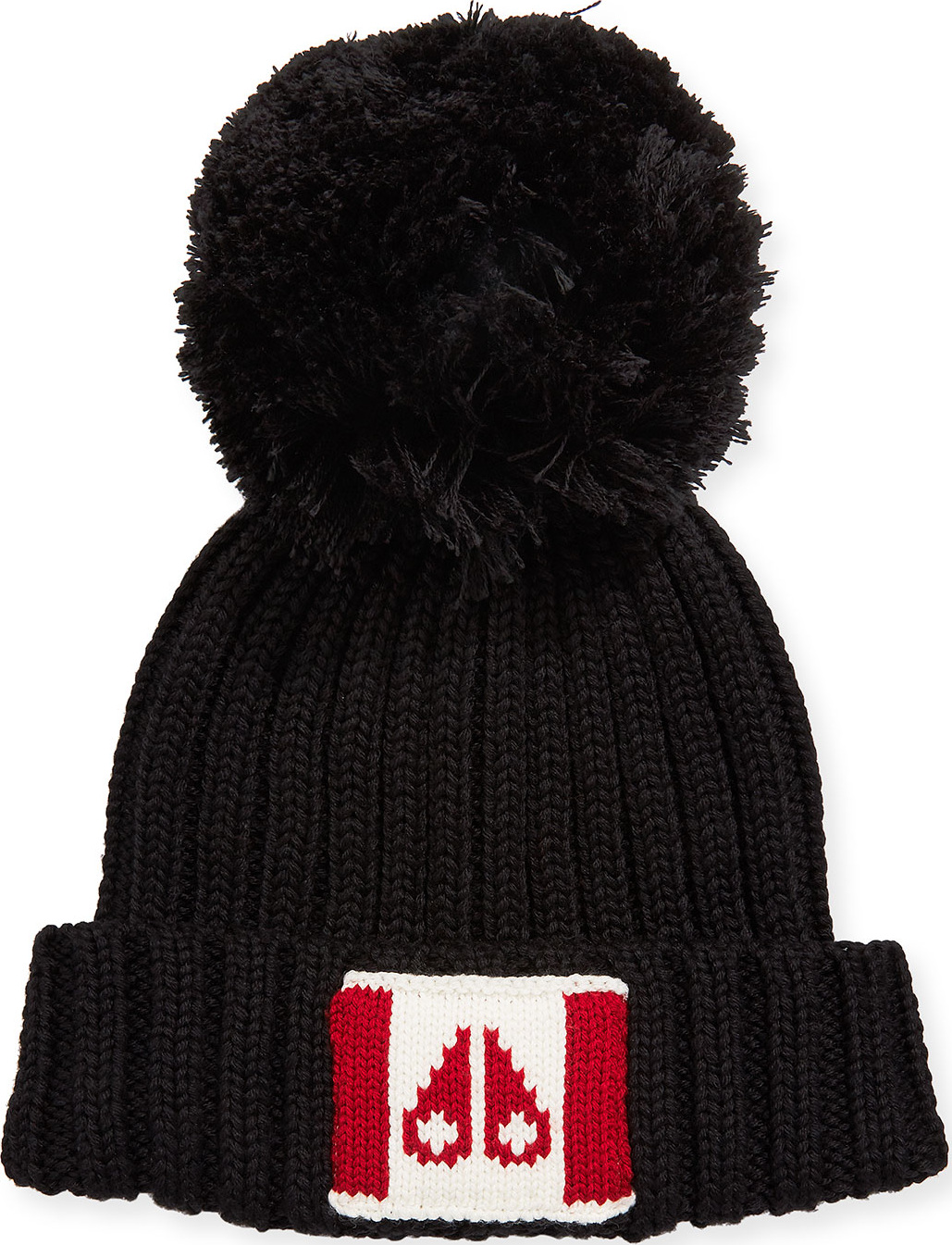 Moose Knuckles Canada Flag Beanie Hat w/ Pompom