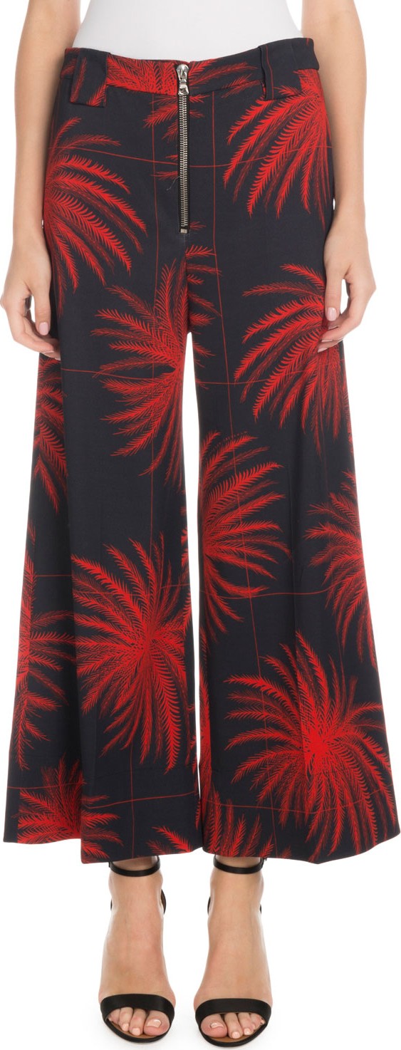 VICTORIA, VICTORIA BECKHAM Cropped Wide-Leg Fireworks-Print Culottes VICTORIA, VICTORIA BECKHAM Cropped Wide-Leg Fireworks-Print Culottes