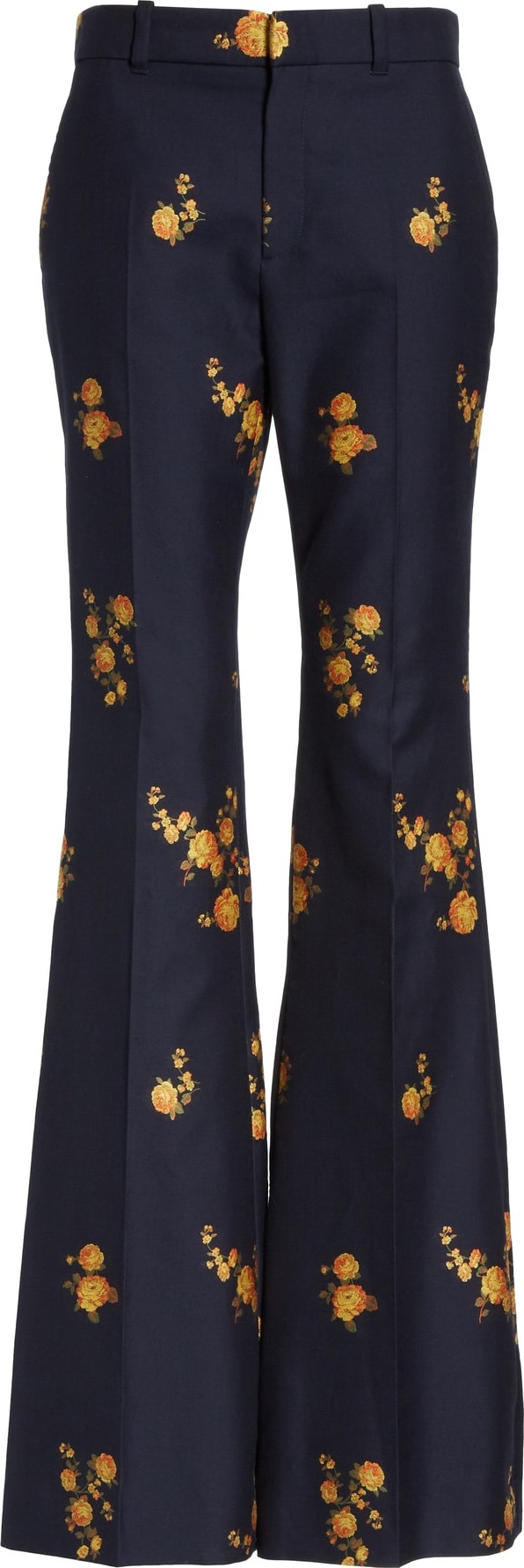 Gucci Camellia Fil Coupé Cotton & Wool Flare Pants