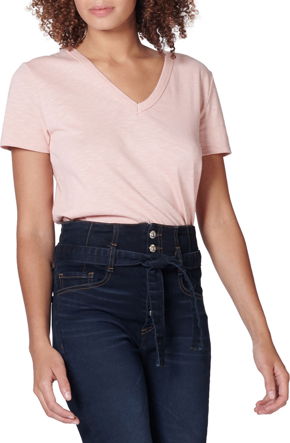 Veronica Beard Cindy Cotton V-Neck Tee