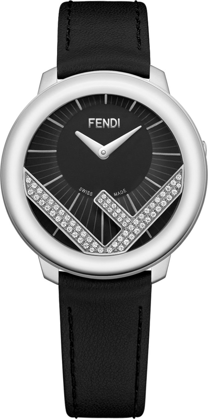 Fendi 36mm Run Away Watch w/ Diamonds, Black