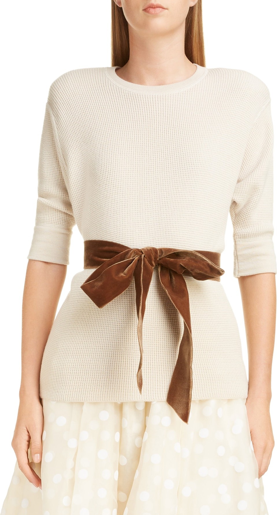 MARC JACOBS Bow Detail Cashmere & Wool Blend Thermal Sweater