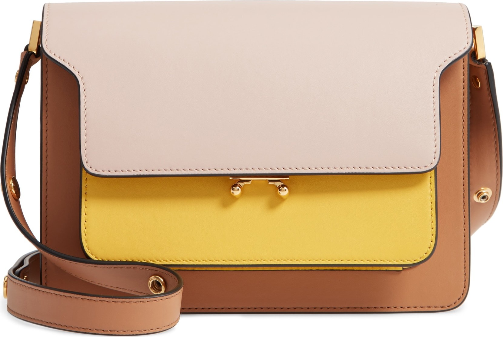 Marni Trunk Colorblock Leather Shoulder Bag