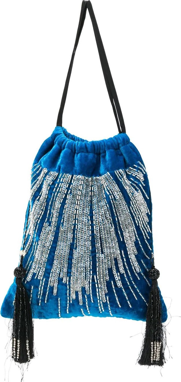 Attico embellished velvet pouch bag