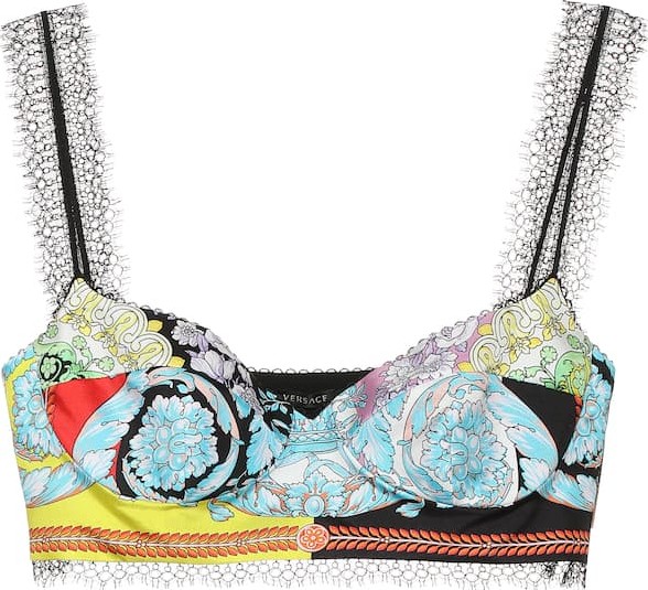 Versace Printed silk crop top