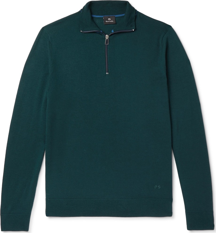 Ps By Paul Smith Slim-Fit Piped Merino Wool Half-Zip Sweater