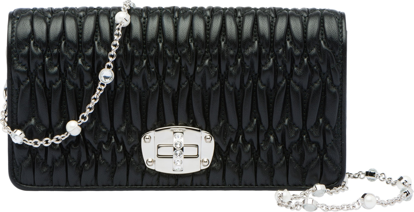 Miu Miu Matelassé Leather Wallet on a Chain
