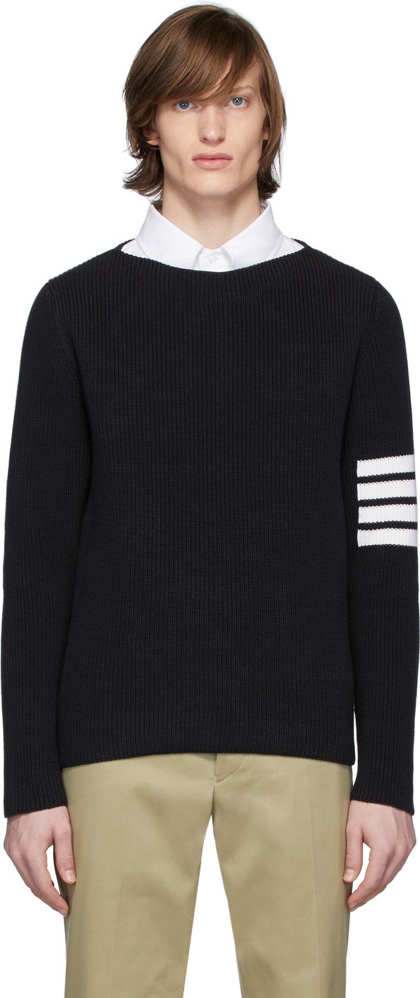 Thom Browne Navy 4-Bar Stitch Sweater
