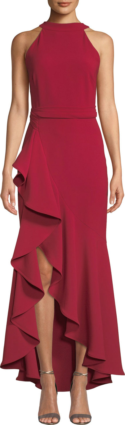 Shoshanna Kaori High-Low Cascading Ruffle Gown
