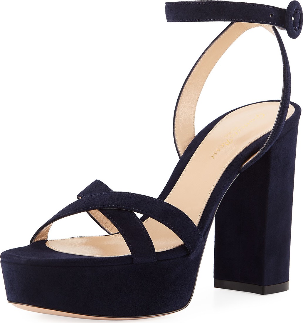 Gianvito Rossi Strappy Suede Platform Sandals