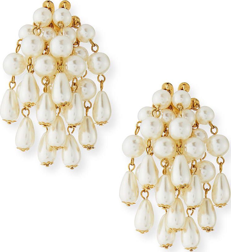 Lele Sadoughi Faux-Pearl Beaded Statement Cluster Earrings
