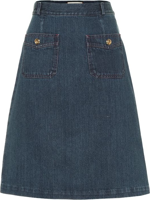 Gucci Cotton denim midi skirt