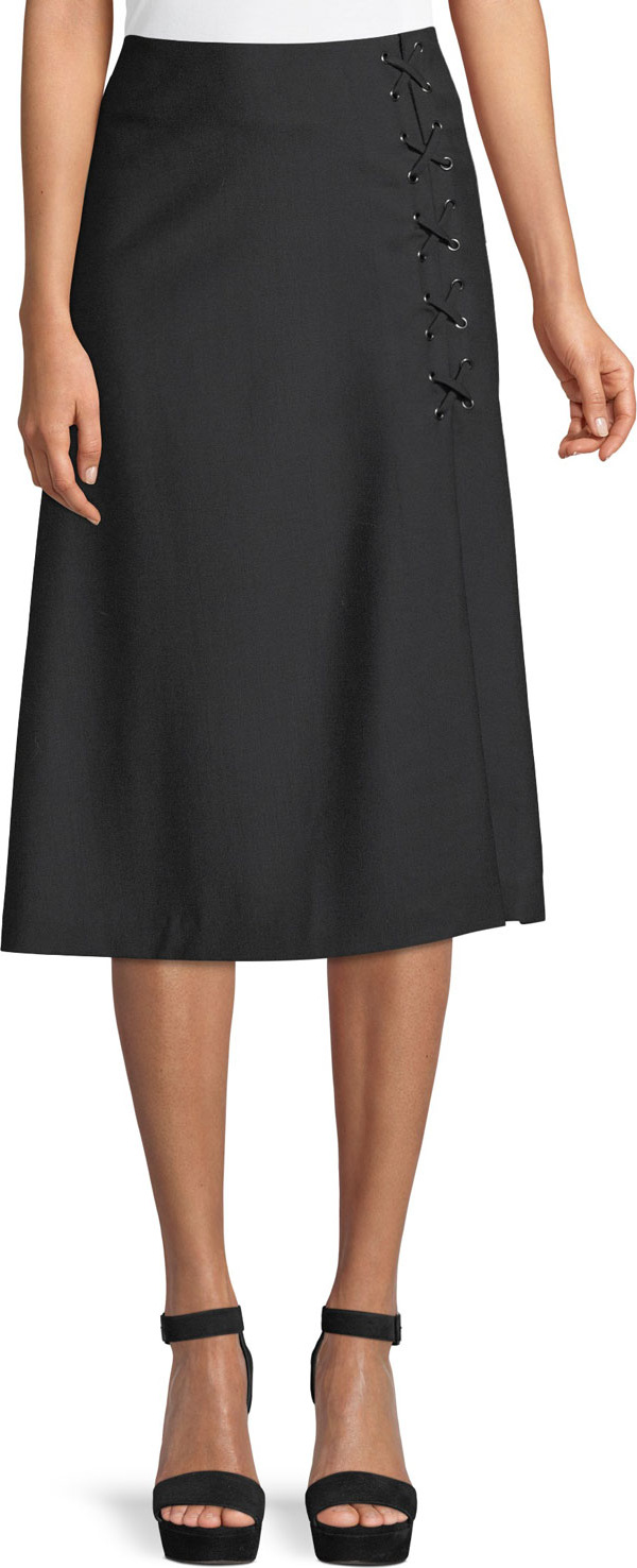 Veronica Beard Verna Lace-Up Midi Skirt