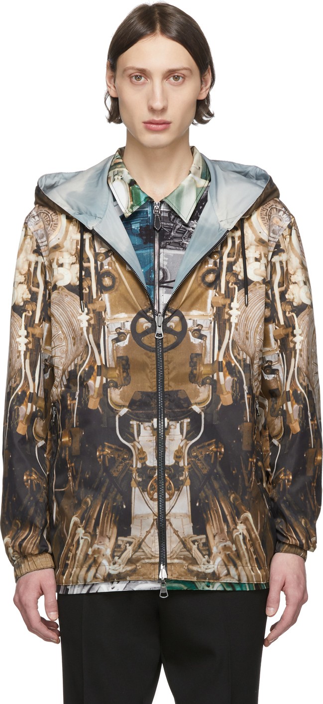 Burberry London England Reversible Brown Submarine Print Anorak Jacket