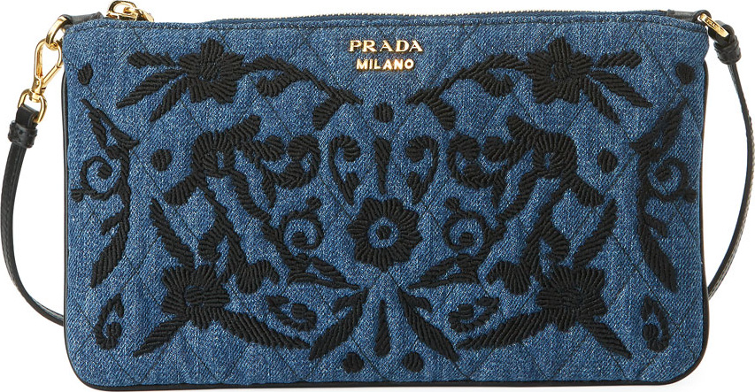 Prada Denim Small Pouch Clutch Bag