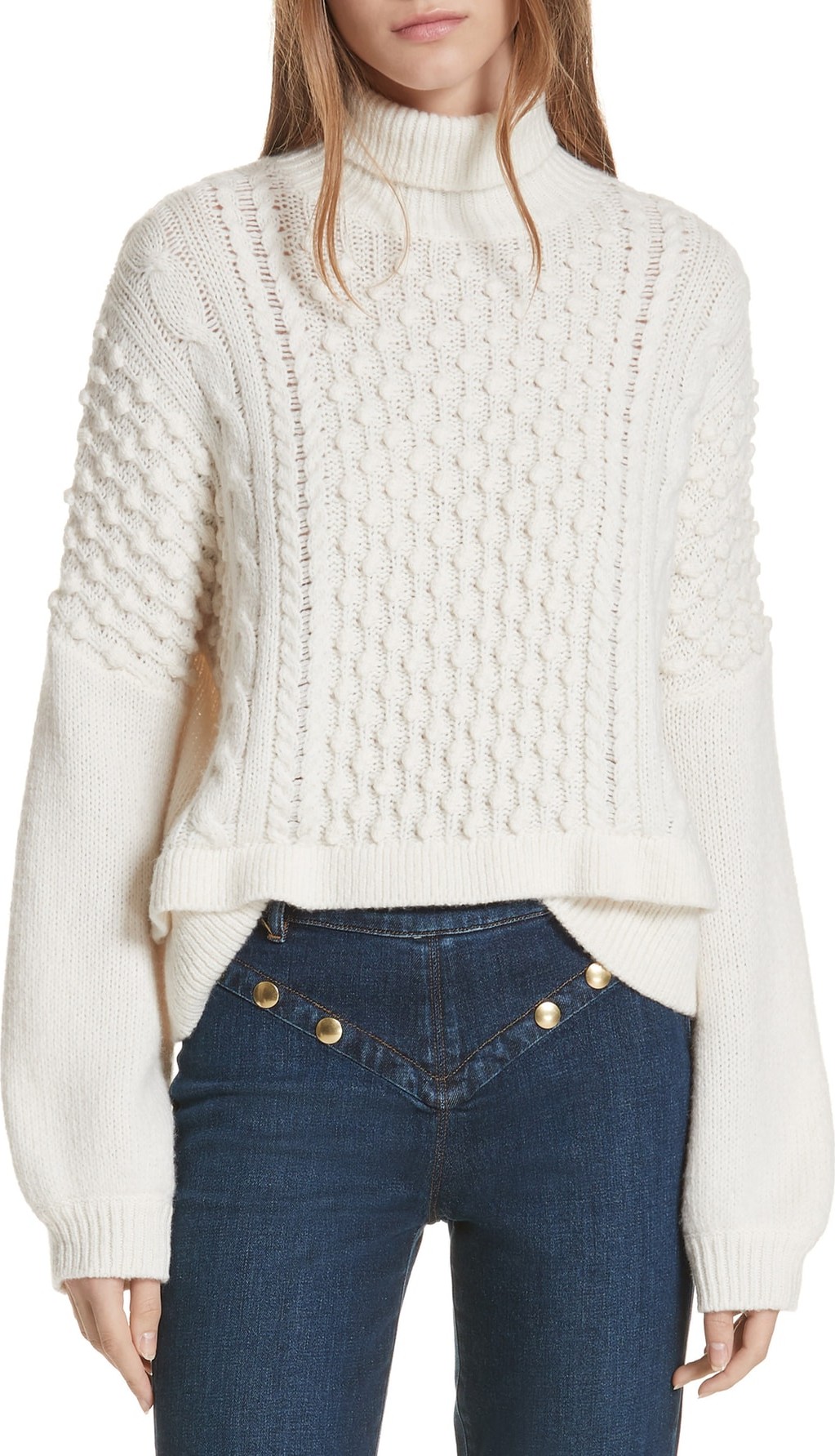 FRAME DENIM Popcorn Stitch Wool Blend Sweater