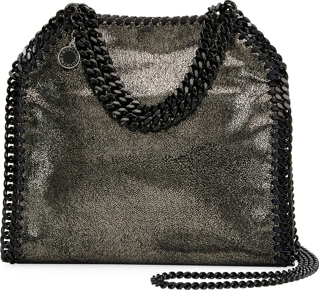 Stella McCartney Falabella Mini Shiny Dotted Chamois Tote Bag