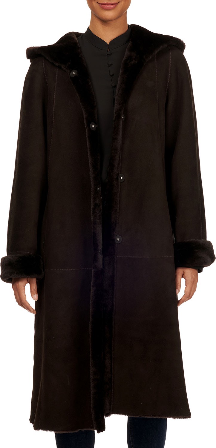 Gorski Hooded Reversible Goat Fur Coat