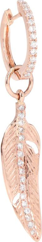 Jacquie Aiche 14kt rose gold single feather earring with diamonds