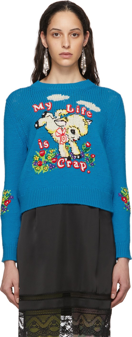 MARC JACOBS Blue Magda Archer Edition 'The Intarsia' Sweater