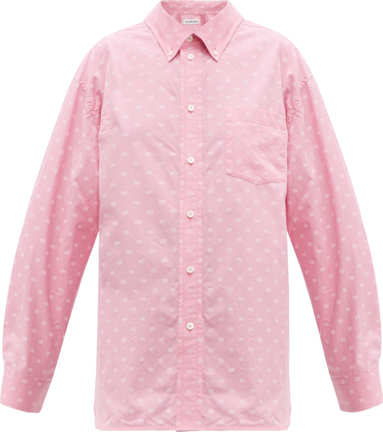 Balenciaga Mini BB-print oversized cotton-poplin shirt