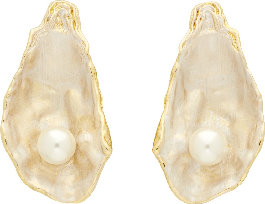 Burberry London England Gold Oyster Earrings