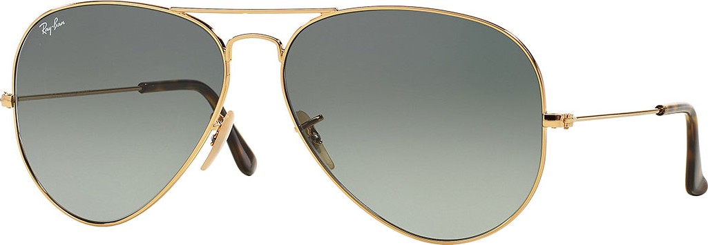 Ray Ban Metal Aviator Sunglasses, Gold/Gray
