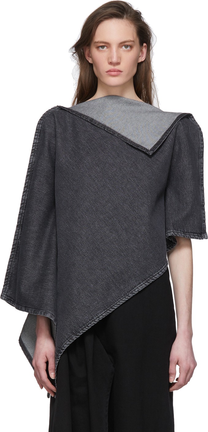 MM6 Maison Margiela Black Denim Poncho Blouse