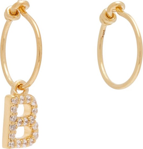 Theodora Warre Mismatched B-charm gold-plated hoop earrings