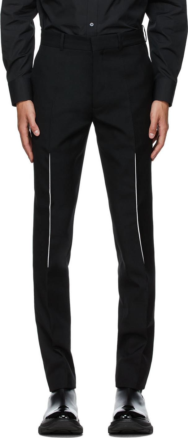 Alexander McQueen - Black Wool Slashed Seam Trousers