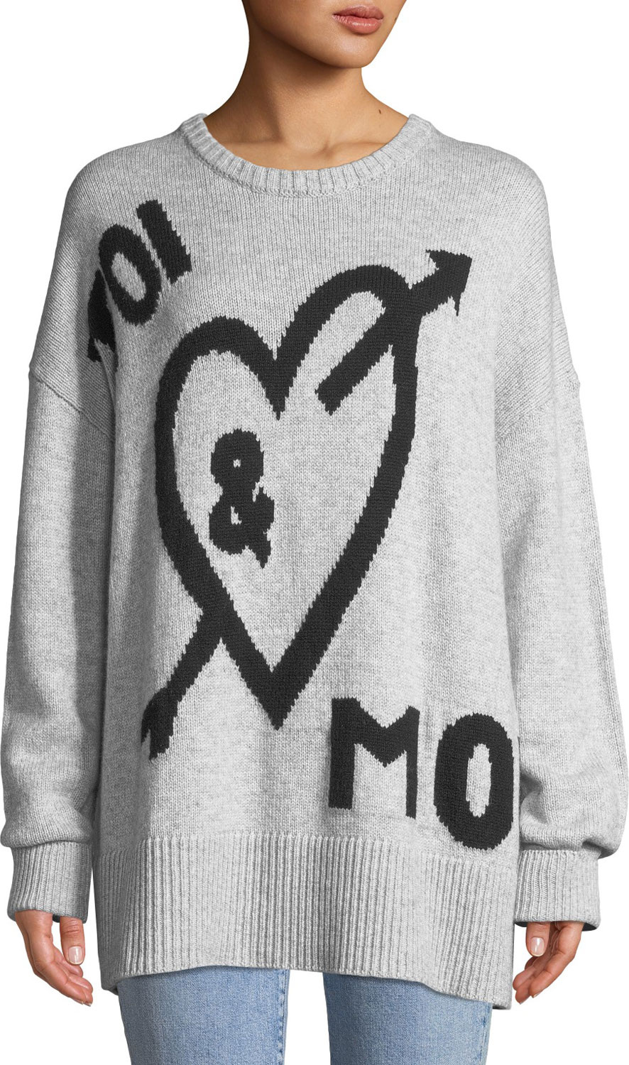Cinq A Sept Tara You & Me Graphic Wool-Blend Pullover Sweater