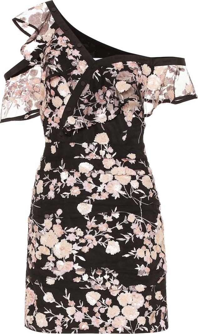 Self Portrait Floral-embellished minidress