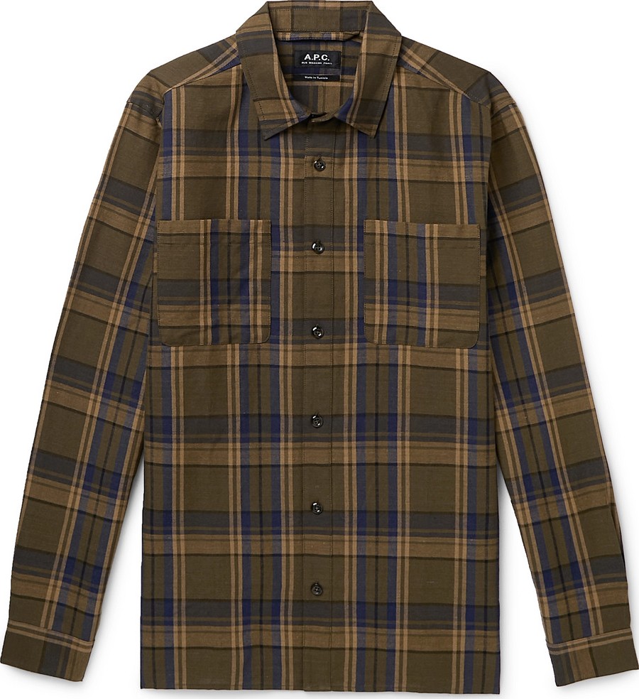 A.P.C. Achille Checked Cotton and Linen-Blend Canvas Shirt