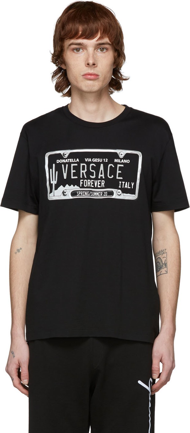 Versace Black License Plate T-Shirt