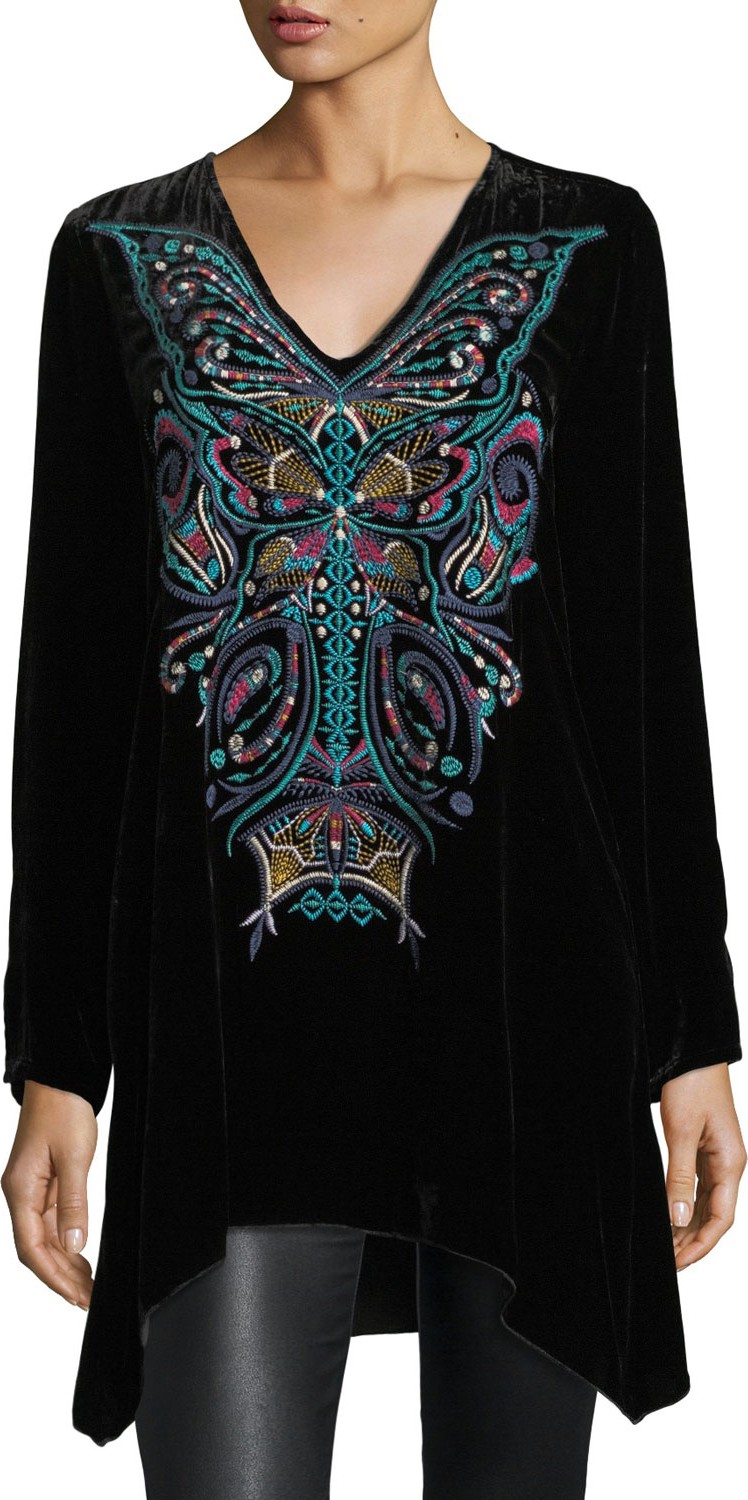 Johnny Was Aurelia Velvet Embroidered Tunic