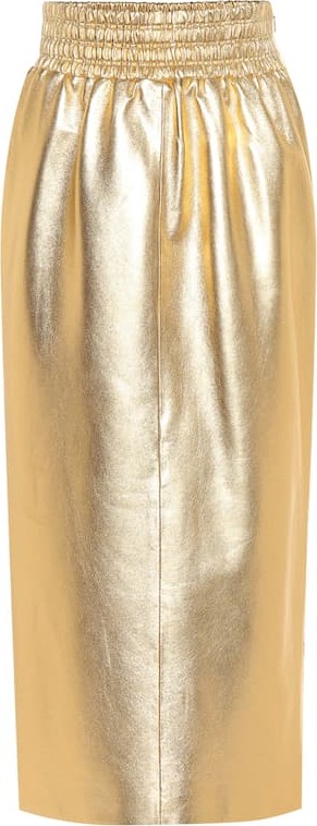 Miu Miu Metallic leather midi skirt