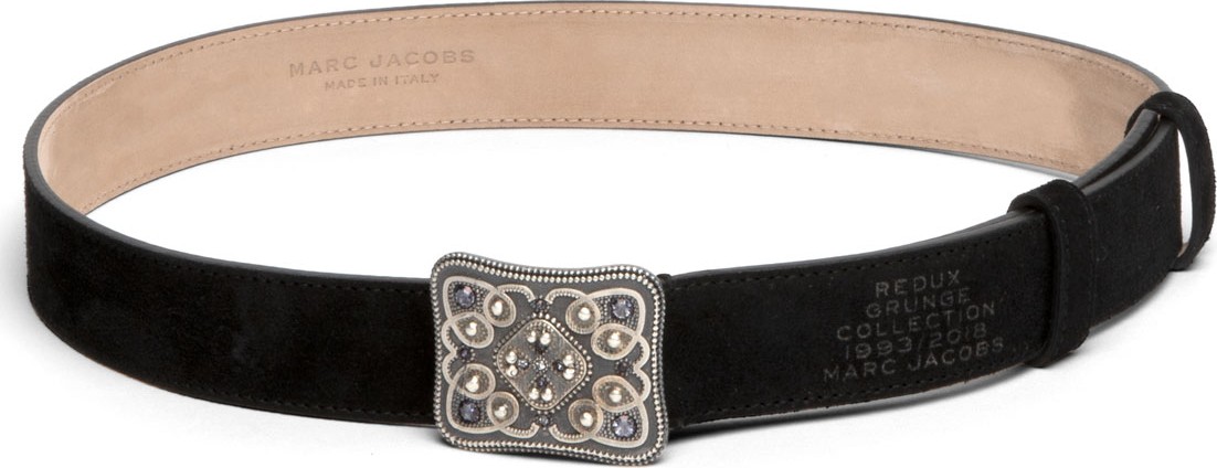 MARC JACOBS Christy Thin Leather Embellished Buckle Belt